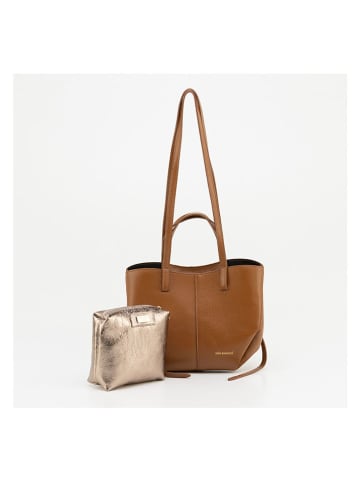 Mia Tomazzi Skórzany shopper bag "Bertelli" w kolorze jasnobrązowym - 41 x 23 x 14 cm