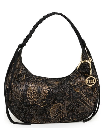 Mia Tomazzi Leren schoudertas "Biancospini" zwart - (B)32 x (H)25 x (D)13 cm