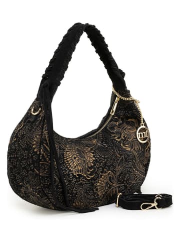 Mia Tomazzi Leder-Schultertasche "Biancospini" in Schwarz - (B)32 x (H)25 x (T)13 cm