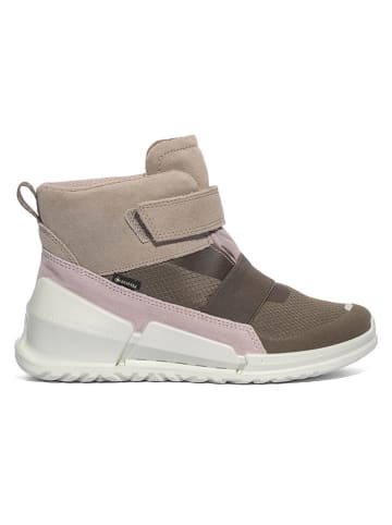 Ecco Leder-Boots in Beige/ Khaki