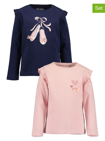 Blue Seven 2er-Set: Longsleeves in Rosa/ Dunkelblau