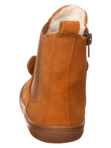 kmins Leder-Barfuß-Boots in Cognac