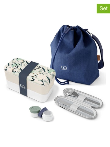 Monbento 8-delige lunchset "Destiny" blauw/crème