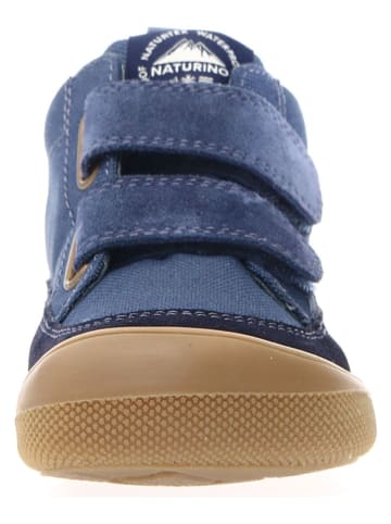 Naturino Skórzane sneakersy barefoot "Nupty 2" w kolorze niebieskim