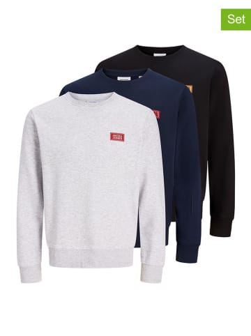 Jack & Jones 3-delige set: sweatshirts donkerblauw/zwart/grijs