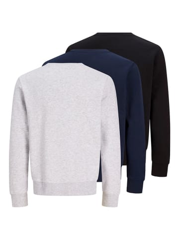 Jack & Jones 3er-Set: Sweatshirts in Dunkelblau/ Schwarz/ Grau