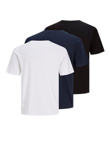 Jack & Jones 3er-Set: Shirts in Dunkelblau/ Weiß/ Schwarz