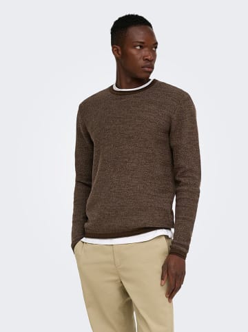 ONLY & SONS Sweter "Eric" w kolorze brązowym