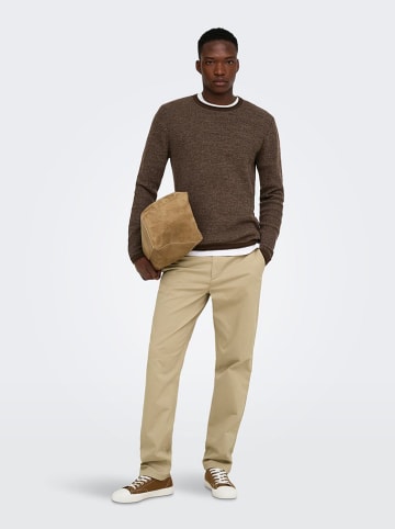 ONLY & SONS Sweter "Eric" w kolorze brązowym