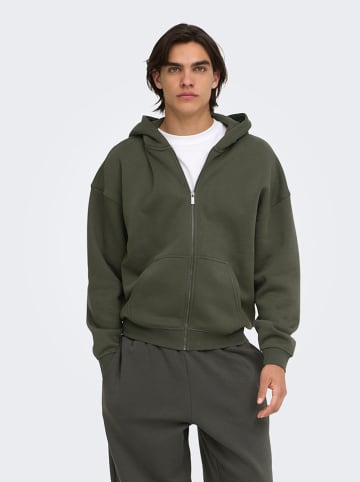 ONLY & SONS Sweatjacke in Khaki