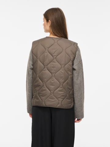 Vila Doorgestikte bodywarmer taupe