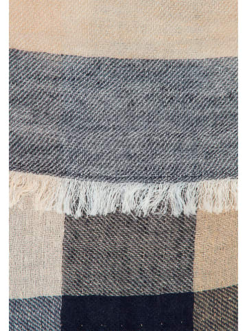 Camel Active Schal in Dunkelblau/ Beige - (L)120 x (B)120 cm