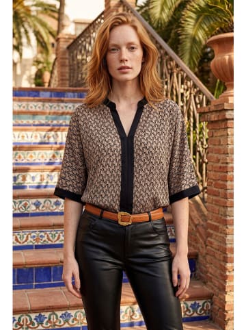 SOULSHAE Bluse in Hellbraun/ Schwarz