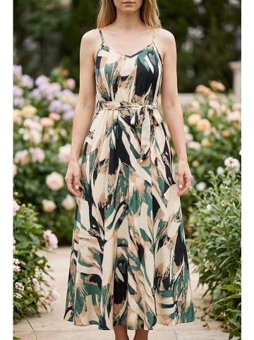 SOULSHAE Kleid in Beige/ Grün/ Schwarz