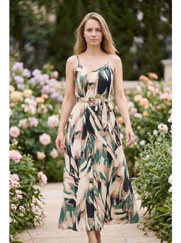 SOULSHAE Kleid in Beige/ Grün/ Schwarz