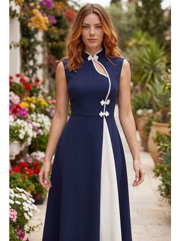 SOULSHAE Kleid in Dunkelblau/ Weiß