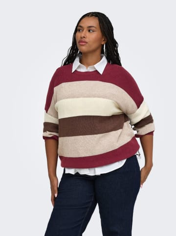 ONLY Carmakoma Pullover in Bordeaux/ Beige