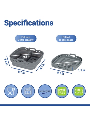 Wenko Siliconen heteluchtfriteuse-vorm ''Nara'' grijs - (B)22 x (H)7 x (D)22 cm