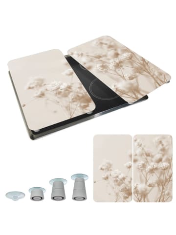 Wenko 2-delige set: kookplaatafdekmatten "Dried Flower" beige - (L)30 x (B)52 cm