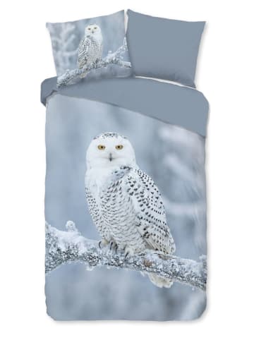 Good Morning Flanellen beddengoedset "Redmond" grijs/wit