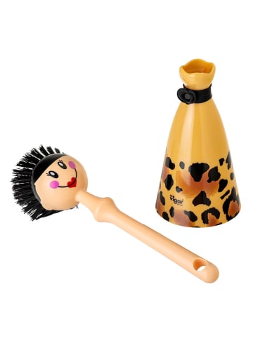 Vigar Afwasborstel "Dolls Leo" geel/zwart - (H)24,5 cm
