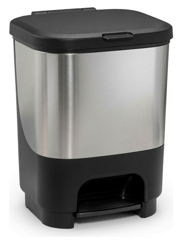 Treteimer in Silber/ Schwarz - 10 l