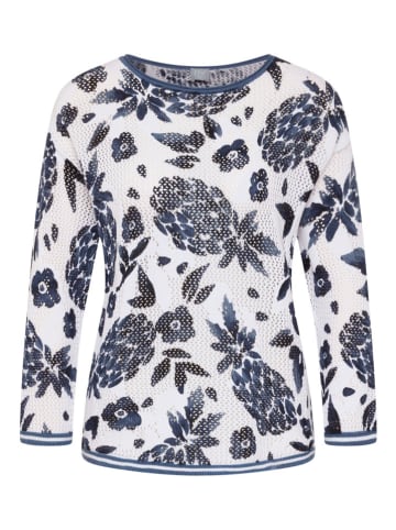 Rabe Pullover in Weiß/ Dunkelblau