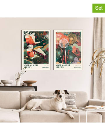 Orangewallz 2-delige set: ingelijste kunstdrukken ''Yori Kasumi Flora Fauna Set''