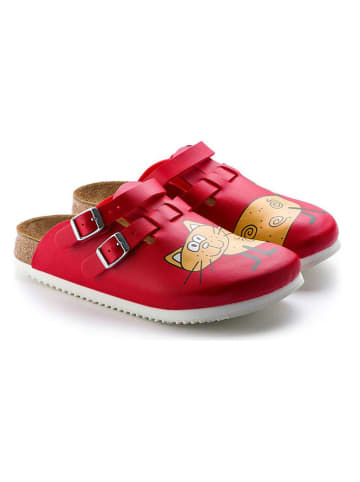 Birkenstock Leren clogs "Kay" rood - wijdte S