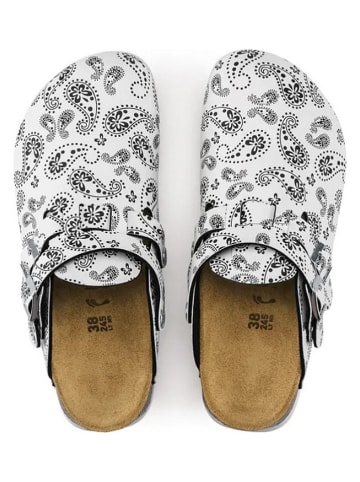 Birkenstock Leder-Clogs "Kay" in Weiß/ Schwarz - Weite S