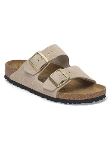 Birkenstock Skórzane klapki "Arizona" w kolorze beżowym