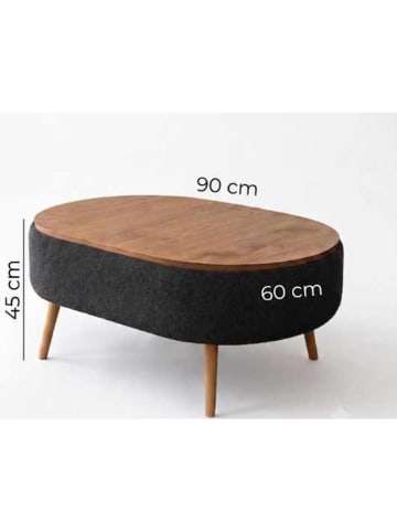 Scandinavia Concept Couchtisch "Luno" in Anthrazit/ Hellbraun - (B)90 x (H)45 x (T)60 cm