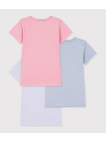 PETIT BATEAU 3-delige set: shirts lichtroze/lichtblauw/paars