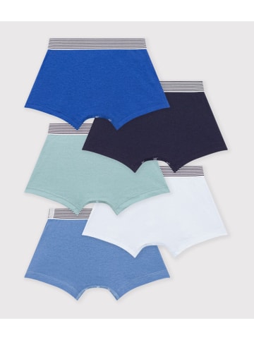 PETIT BATEAU 5-delige set: boxershorts blauw/donkerblauw/turquoise