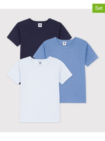 PETIT BATEAU 3-delige set: shirts donkerblauw/wit/blauw