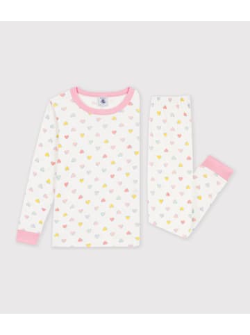 PETIT BATEAU Pyjama in Weiß/ Rosa