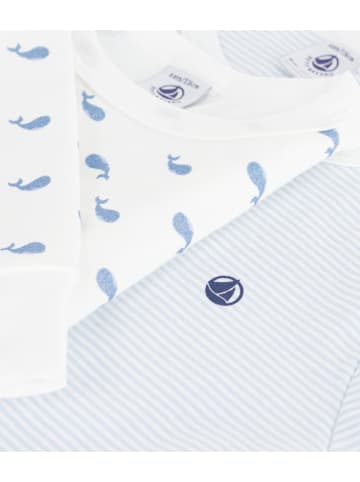 PETIT BATEAU 2er-Set: Pyjamas in Weiß/ Hellblau