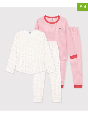 PETIT BATEAU 2er-Set: Pyjamas in Weiß/ Rot