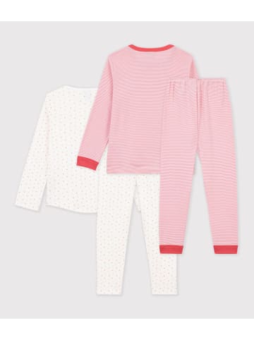 PETIT BATEAU 2er-Set: Pyjamas in Weiß/ Rot