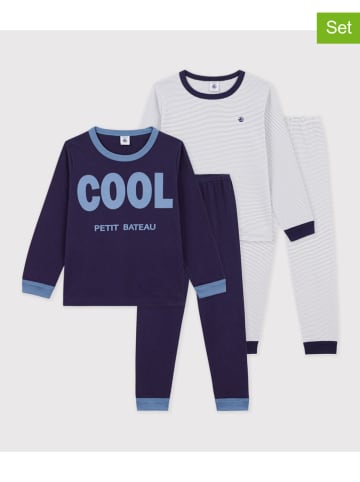 PETIT BATEAU 2er-Set: Pyjamas in Dunkelblau/ Blau