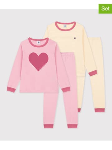 PETIT BATEAU 2er-Set: Pyjamas in Rosa/ Gelb