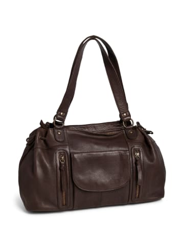 Pieces Leder-Shopper "Hanna" in Braun - (B)42 x (H)25 x (T)20 cm