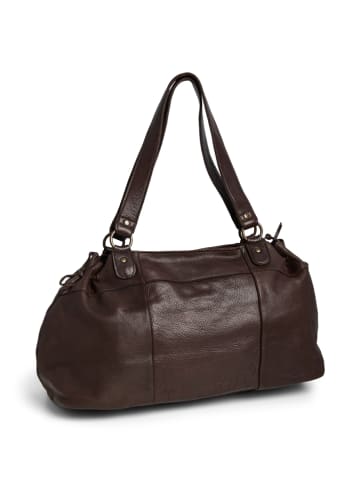 Pieces Leder-Shopper "Hanna" in Braun - (B)42 x (H)25 x (T)20 cm