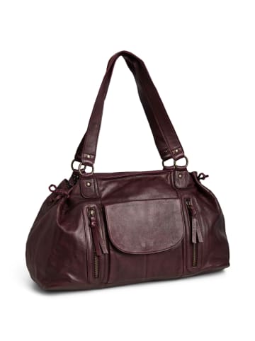 Pieces Leder-Shopper "Hanna" in Bordeaux - (B)42 x (H)25 x (T)20 cm