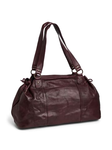Pieces Leder-Shopper "Hanna" in Bordeaux - (B)42 x (H)25 x (T)20 cm