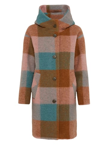 Fuchs Schmitt Wollmantel in Camel/ Rosa/ Blau