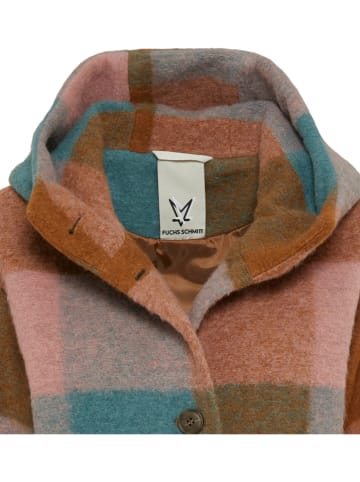 Fuchs Schmitt Wollmantel in Camel/ Rosa/ Blau