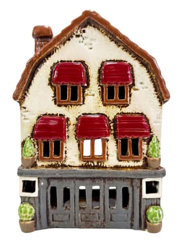 Clayre & Eef Teelichthalter "Haus" in Beige - (B)14 x (H)21 x (T)9 cm