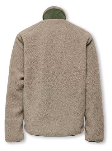 ONLY & SONS Junior Fleecejacke "Dallas" in Beige/ Grün