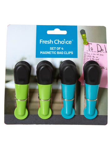 Fresh Choice 4-delige set: zakclips groen/lichtblauw - (H) 7,5 cm